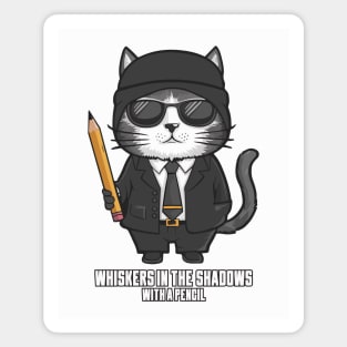 Cat In A Suit Holding a pencil Funny Gifts Magnet